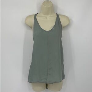 Humanoid Dacio tank shirt blouse green racerback tan sleeveless new Medium